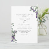 両親の両方のセットのラベンダー結婚ユーカリ 招待状 (スタンド正面)