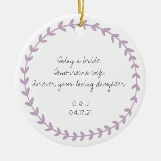 両親の母親、花嫁の父親、感謝の贈り物 セラミックオーナメント (正面)