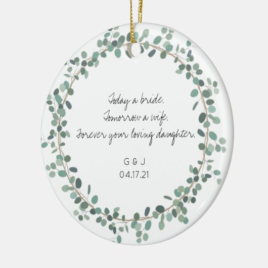 両親の母親、花嫁の父親、感謝の贈り物 セラミックオーナメント (左)