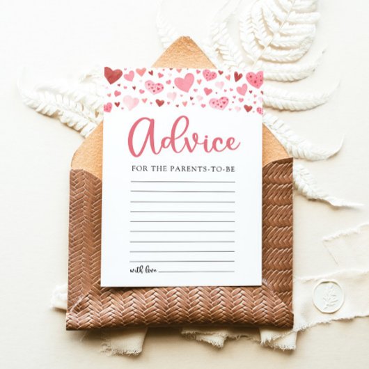 両親の赤ちゃんシャワーのためのピンクバレンタインアドバイス 招待状