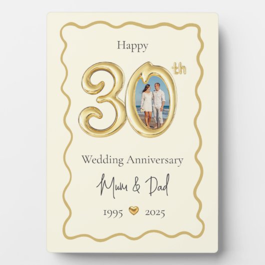 両親の30周年記念写真 フォトプラーク (正面)
