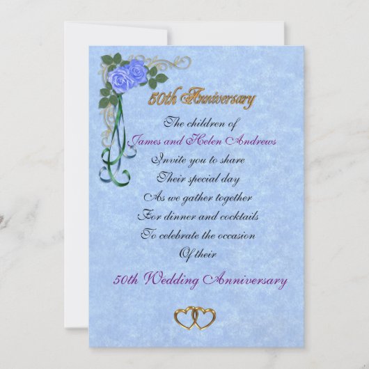 両親の50周年パーティー招待状 招待状 (正面)