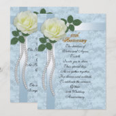 両親の50周年パーティー 青いレースとバラ 招待状 (正面/裏面)