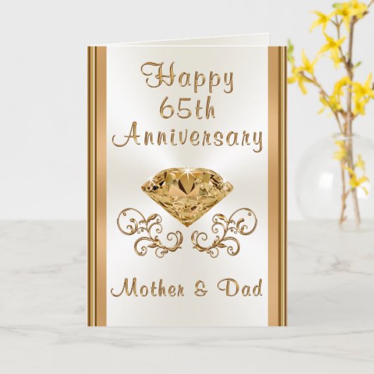 両親の65周年記念結婚式のカード カード (黄色い花)