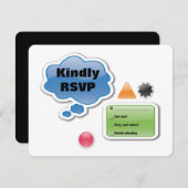 両親はラメこうもりバー（ユダヤ教の）バル・ミツバー返信カード 出欠カード (正面/裏面)