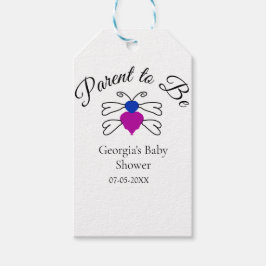 両親は青ピンクの赤ちゃんシャワー蜂蜜の文字 ギフトタグ