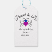 両親は青ピンクの赤ちゃんシャワー蜂蜜の文字 ギフトタグ (裏面)