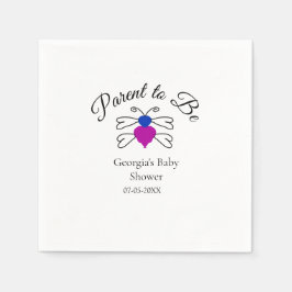 両親は青ピンクの赤ちゃんシャワー蜂蜜の文字 スタンダードカクテルナプキン