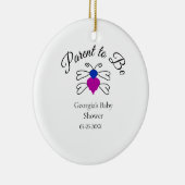 両親は青ピンクの赤ちゃんシャワー蜂蜜の文字 セラミックオーナメント (右)