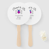 両親は青ピンクの赤ちゃんシャワー蜂蜜の文字 ハンドファン (正面&裏面)