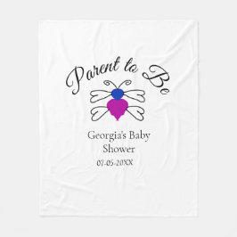 両親は青ピンクの赤ちゃんシャワー蜂蜜の文字 フリースブランケット