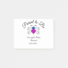 両親は青ピンクの赤ちゃんシャワー蜂蜜の文字 ポストイット