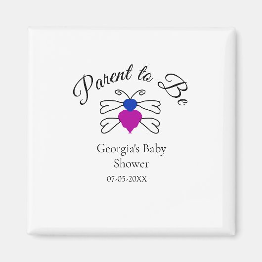 両親は青ピンクの赤ちゃんシャワー蜂蜜の文字 マグネット (正面)