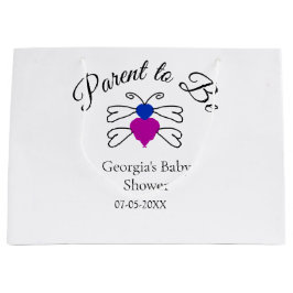 両親は青ピンクの赤ちゃんシャワー蜂蜜の文字 ラージペーパーバッグ