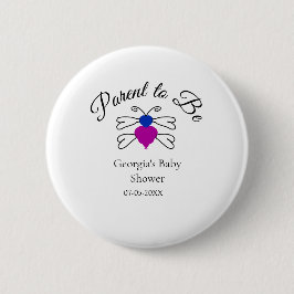 両親は青ピンクの赤ちゃんシャワー蜂蜜の文字 缶バッジ