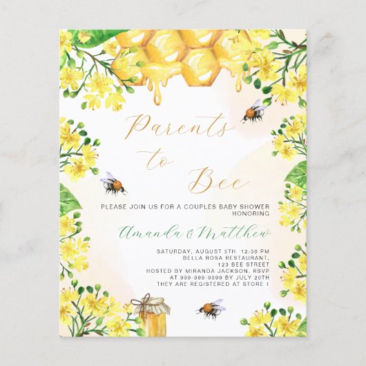 両親は黄色の花模様予算ベビーシャワー (正面)
