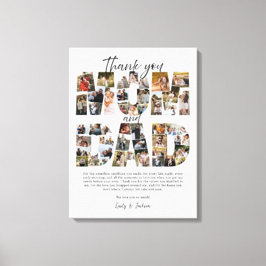 両親へのプレゼント フォトコラージュ 家族写真 キャンバスプリント (正面)