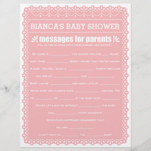 両親へのメッセージPink Papel Picado Baby Shower