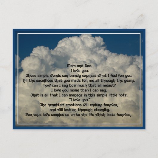 両親への愛の手紙 ポストカード (正面)
