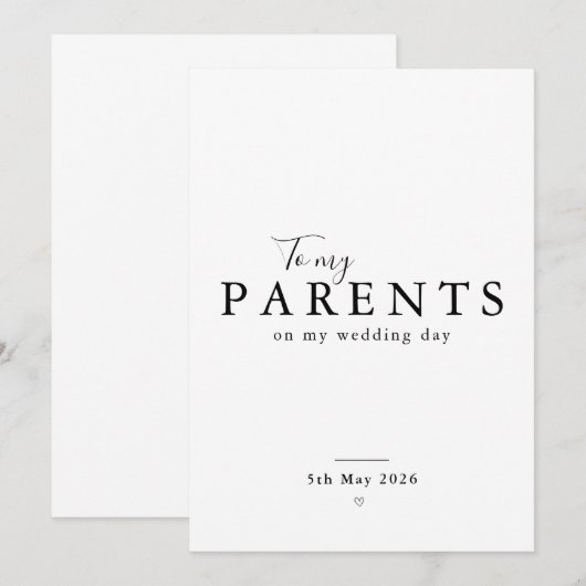 両親への結婚式の感謝のカード 招待状 (正面/裏面)