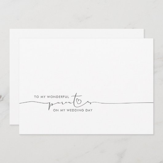 両親への結婚式の朝のキュートなメッセージ (正面/裏面)