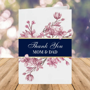 両親への結婚式の花束の感謝のリアルな 箔グリーティングカード