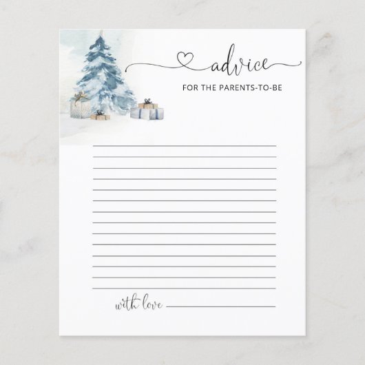 両親をカードにする冬の松の木のアドバイス (正面)