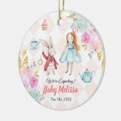 両親を待っているピンクアリス セラミックオーナメント (左)