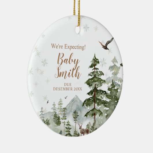 両親を待っている冬の松の森 セラミックオーナメント (右)