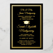 両親ブラック&フォイル写真卒業発表 箔招待状 (正面)