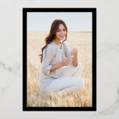 両親ブラック&フォイル写真卒業発表 箔招待状 (裏面)