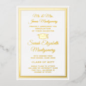 両親ホワイト&フォイル写真卒業発表 箔招待状 (正面)