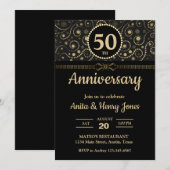 両親 ブラック ゴールド 記念年 パーティー 招待状 (正面/裏面)