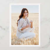 両親 白＆ホイル フォト 卒業おめでとうのご案内 箔招待状 (裏面)