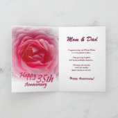 両親 - 結婚35周年記念 ピンクのバラ カード (内部)
