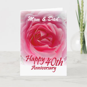 両親 - 40周年結婚記念日 ピンクのバラ カード