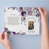 両開き ラベンダー 花 告別式 プログラム チラシ (手)