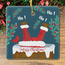 両面おもしろいサンタクリスマスオーナメント セラミックオーナメント