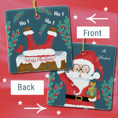 両面おもしろいサンタクリスマスオーナメント セラミックオーナメント