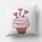 両面かわいいピンク&ホワイトハートカップケーキピロー クッション (裏面)