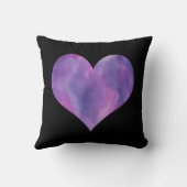 両面と紫ストライプの色の無地のハート クッション (裏面)