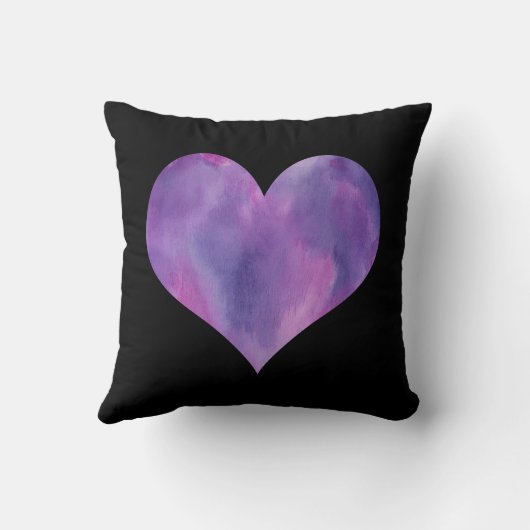 両面と紫ストライプの色の無地のハート クッション (裏面)