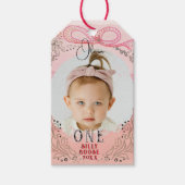 両面のシリーゴース 1歳の誕生日写真 ギフトタグ (正面)