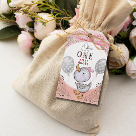 両面のシリーゴース 1歳の誕生日写真 ギフトタグ