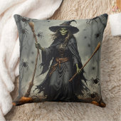 両面の怖い魔女とスケルトン男 クッション (ブランケット)