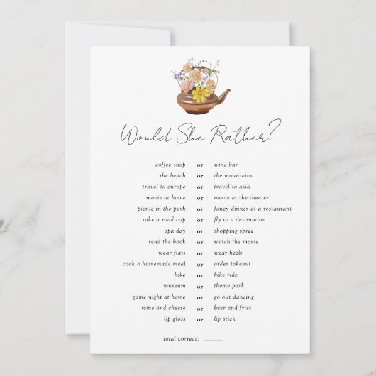 両面の方がブライダルシャワー 招待状 (裏面)