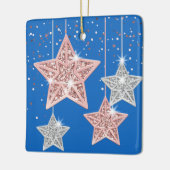 両面の明るいクリスマス引用文ぶら下がったズスターズブルー セラミックオーナメント (左)