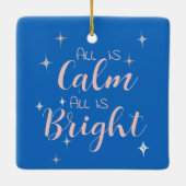 両面の明るいクリスマス引用文ぶら下がったズスターズブルー セラミックオーナメント (裏面)