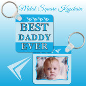 両面の最高のダディーが青い写真 キーホルダー