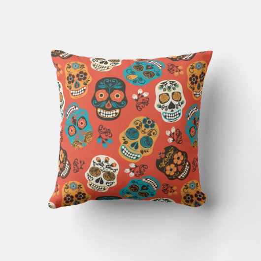 両面の砂糖スカル クッション (裏面)